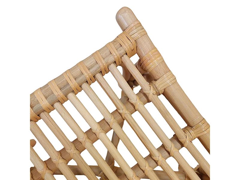 Tabouret / repose pied carré en rotin naturel forme incurvée - HAZEL