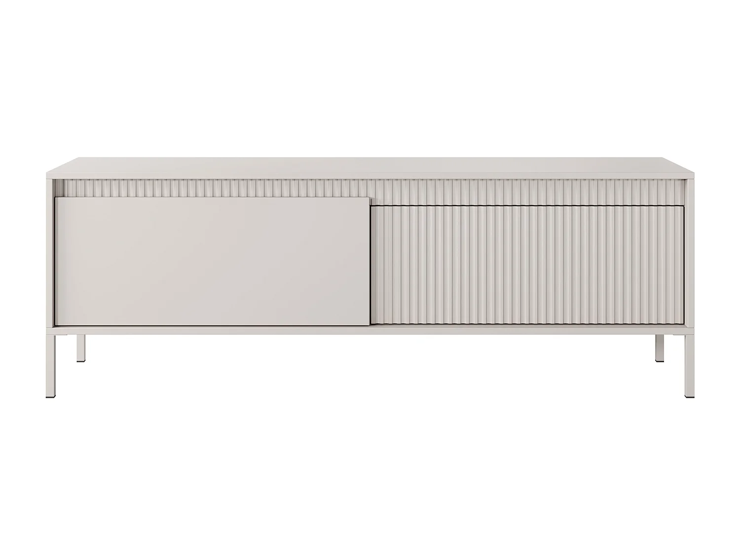 AX LIVING Meuble TV moderne beige Trentinis 153,5 cm avec façade rainurée
