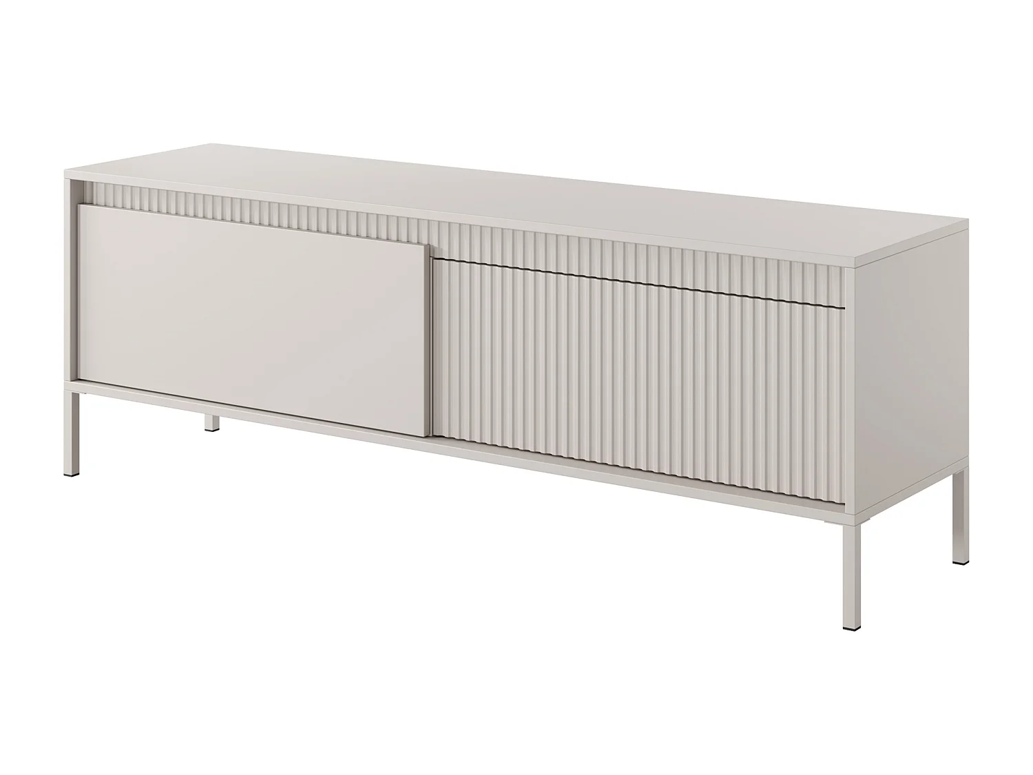 AX LIVING Meuble TV moderne beige Trentinis 153,5 cm avec façade rainurée