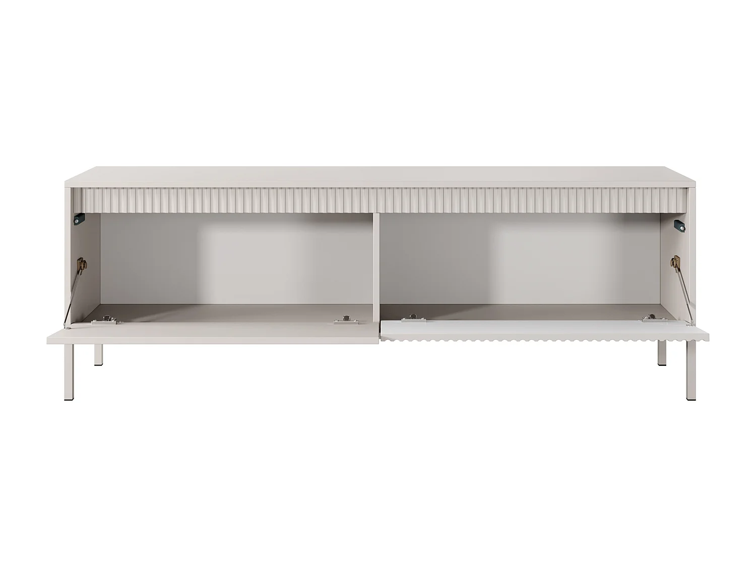 AX LIVING Meuble TV moderne beige Trentinis 153,5 cm avec façade rainurée