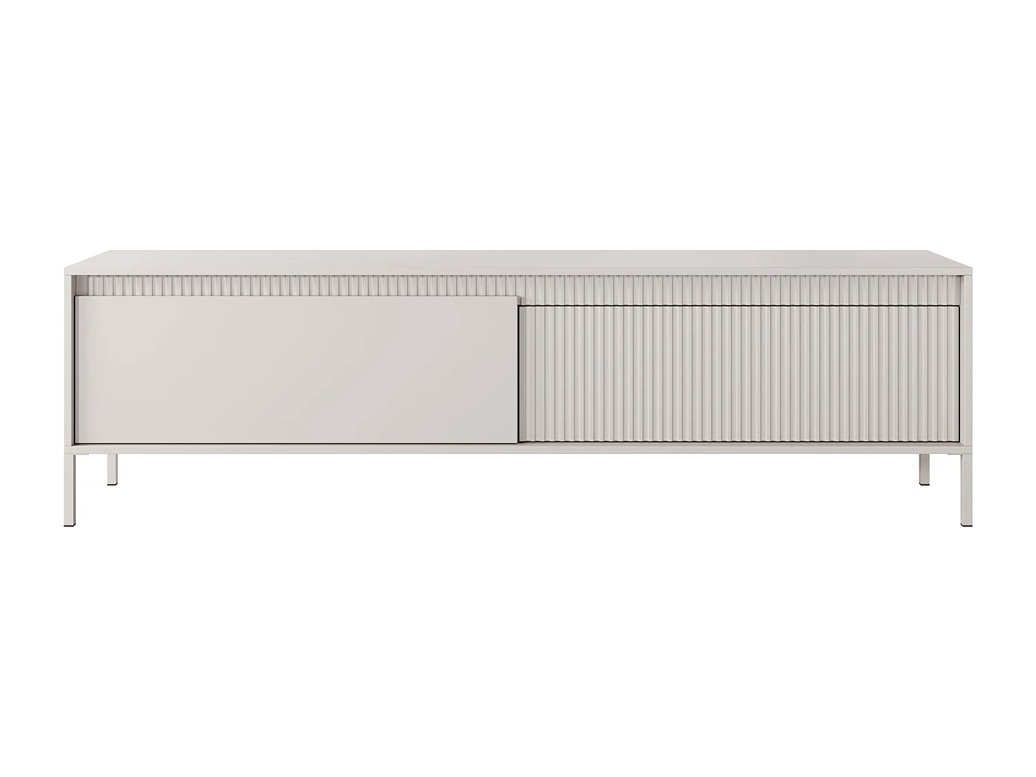 AX LIVING Meuble TV beige moderne Trentinis 187,1 cm avec façade rainurée