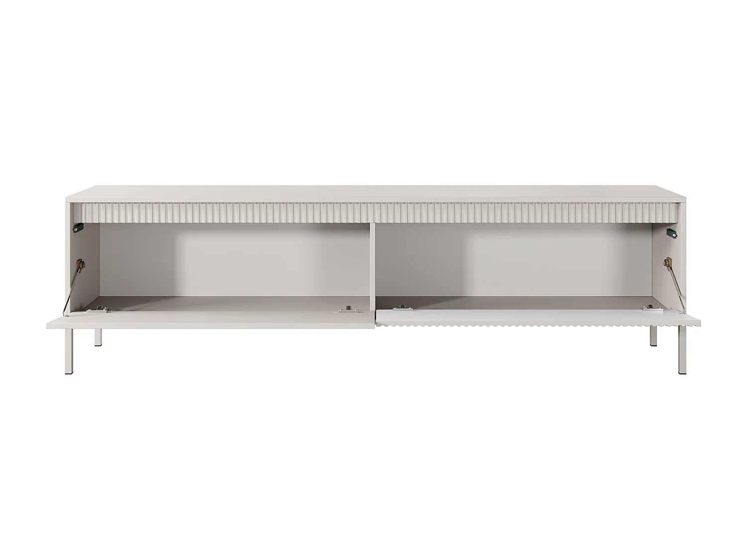 AX LIVING Meuble TV beige moderne Trentinis 187,1 cm avec façade rainurée