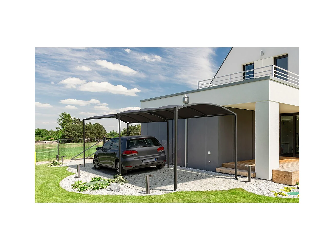 Garagem de metal extensível "Mathis" Antracite 303/566 x 295 x 240 cm