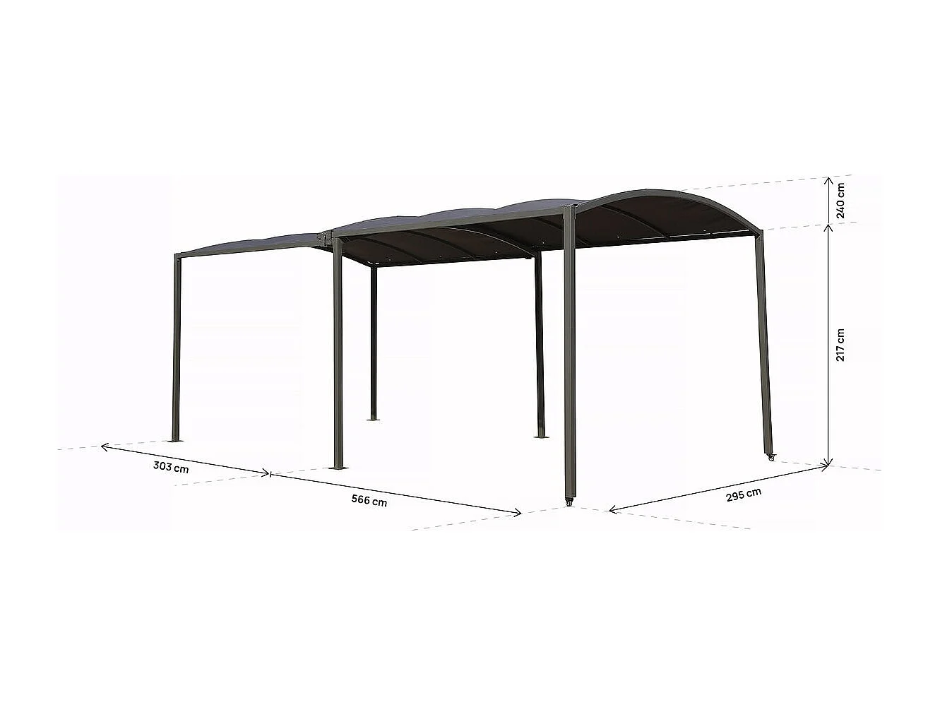 Marquesina metálica extensible "Mathis" - 303/566 x 295 x 240 cm - Antracita