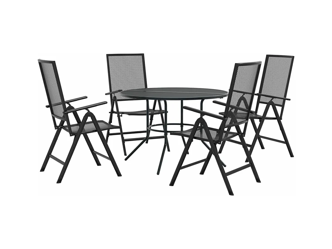 Ensemble de chaises de jardin inclinables 5 pcs anthracite