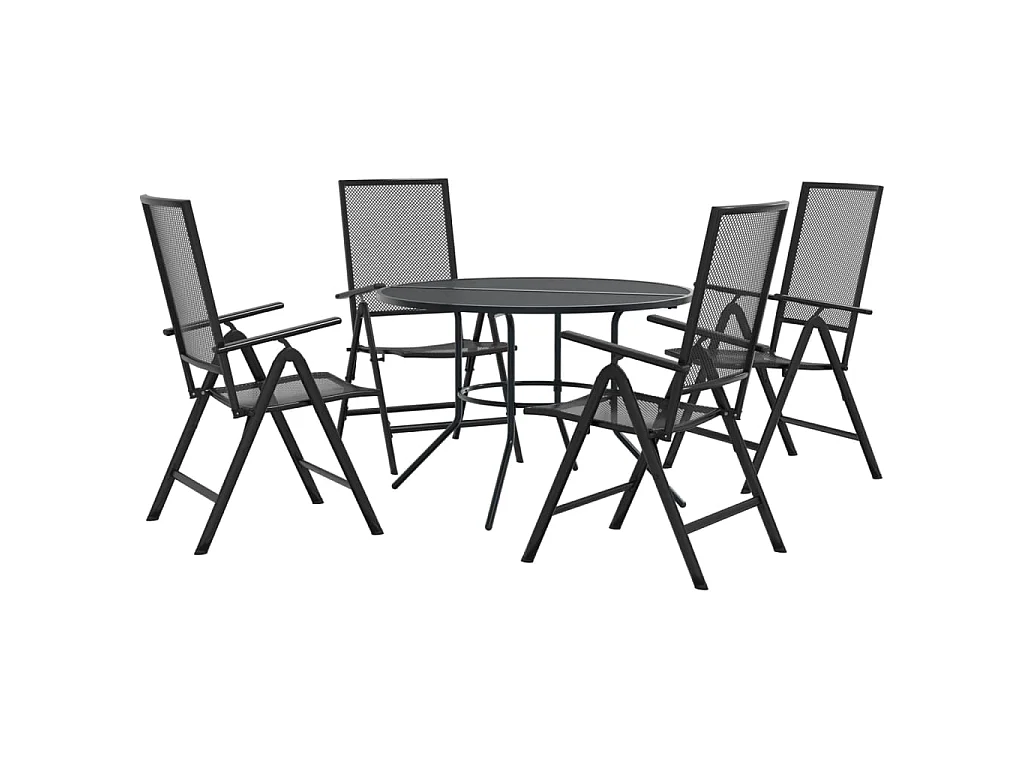 Ensemble de chaises de jardin inclinables 5 pcs anthracite