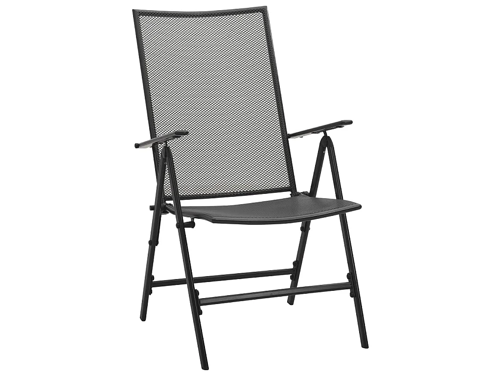 Set Sedie Giardino Reclinabili 5pz Antracite Acciaio Verniciato