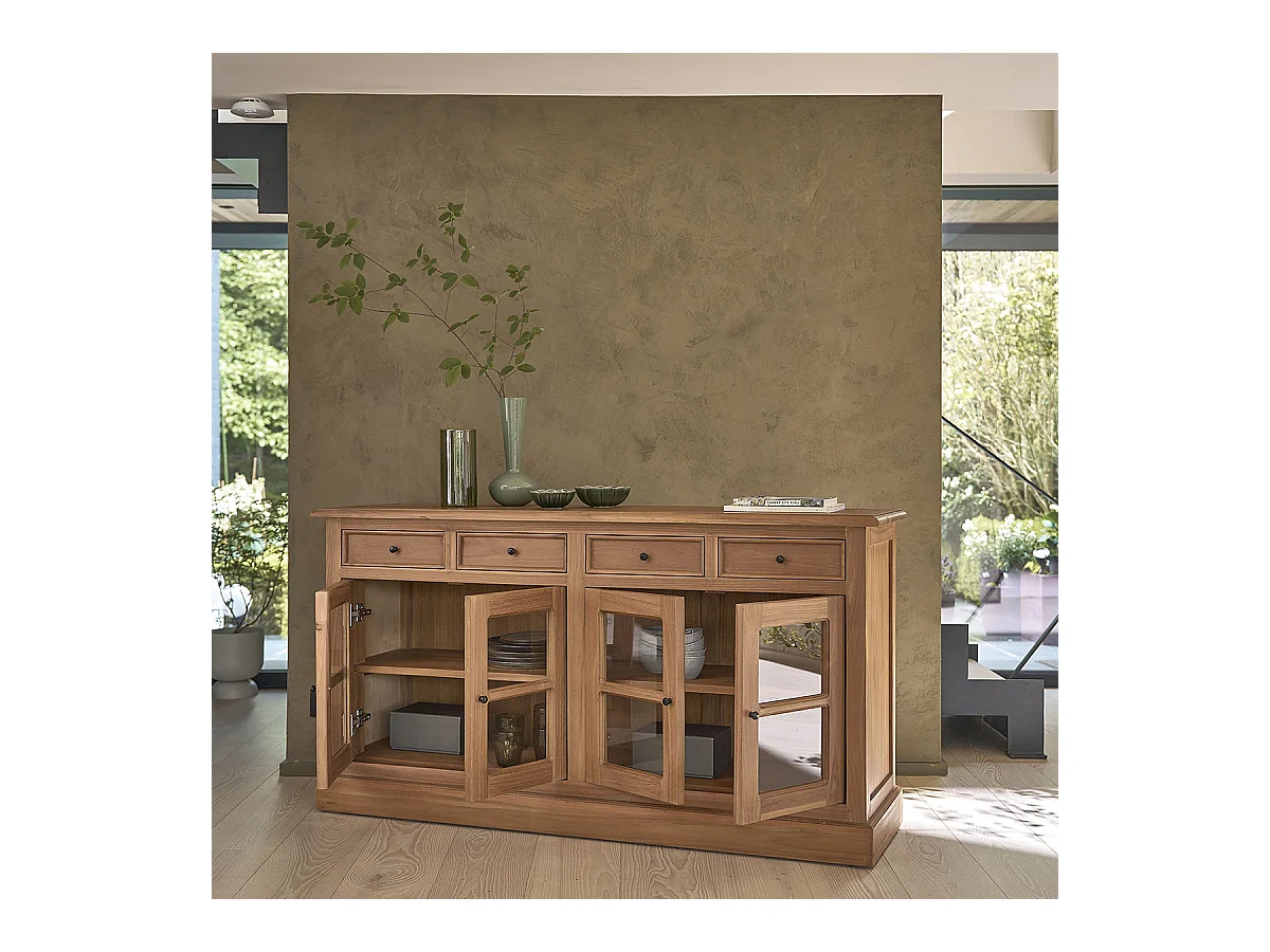 Buffet en bois teck massif 160 cm