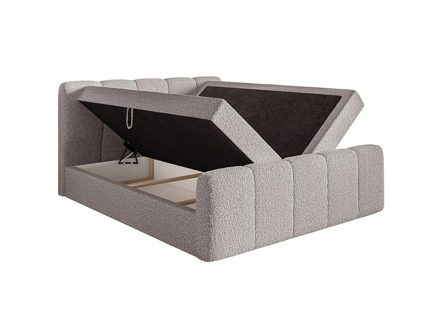 Boxspringbett 200x200 - mit Bettkästen und Topper - Bouclé Taupe - CLOUDY II