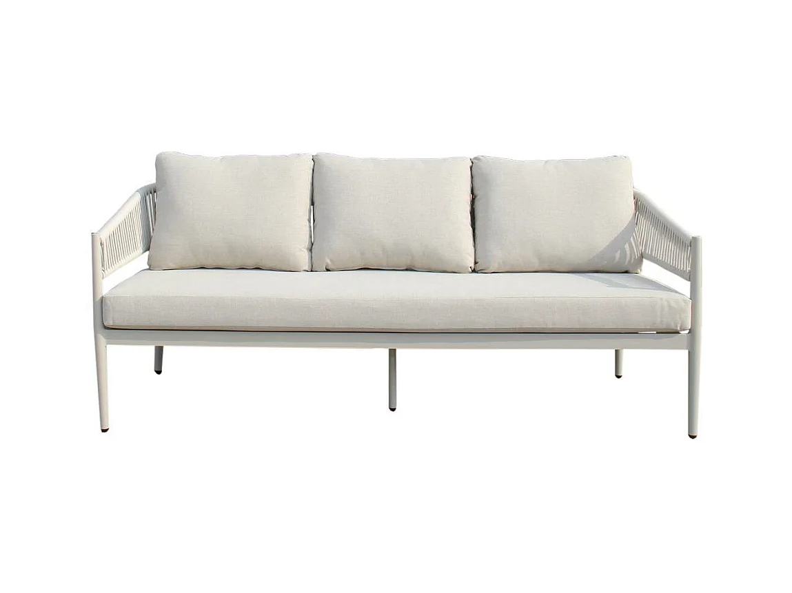 Salon de jardin à cordes 5 places gris taupe Sayen