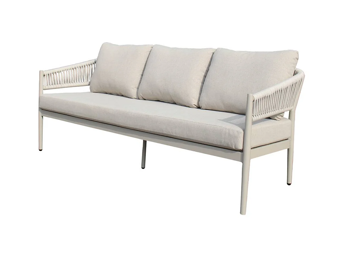 Salon de jardin à cordes 5 places gris taupe Sayen