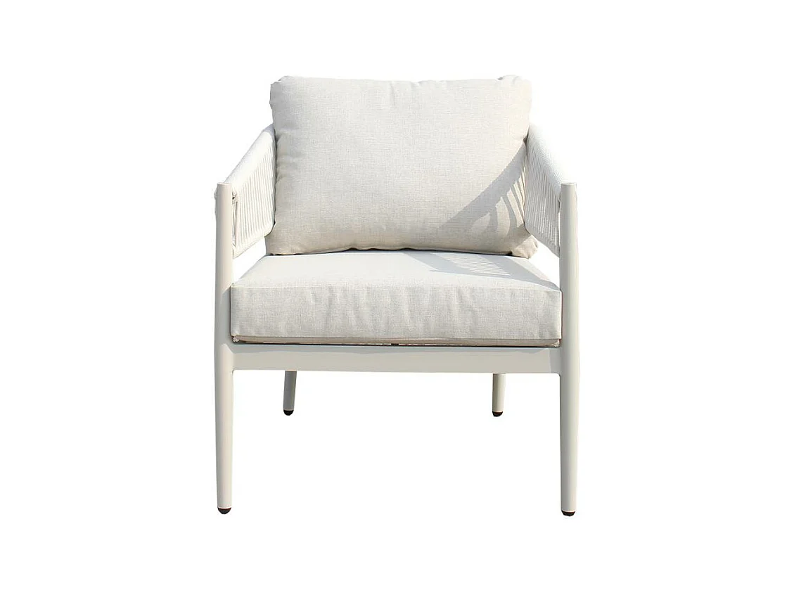 Salon de jardin à cordes 5 places gris taupe Sayen