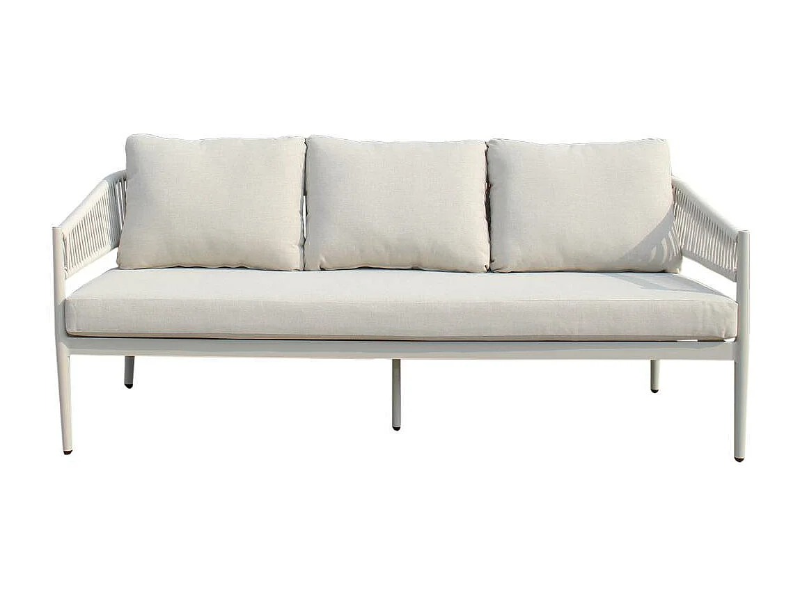 Salon de jardin à cordes 5 places gris taupe Sayen