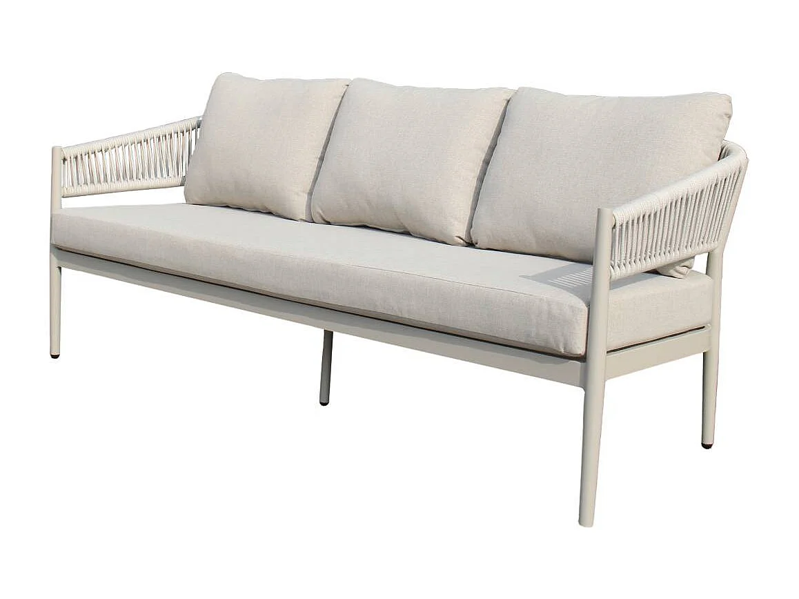 Salon de jardin à cordes 5 places gris taupe Sayen