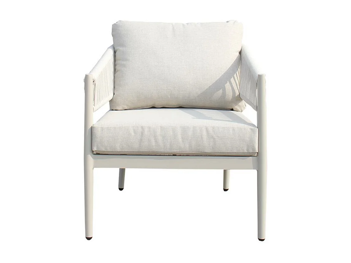 Salon de jardin à cordes 5 places gris taupe Sayen