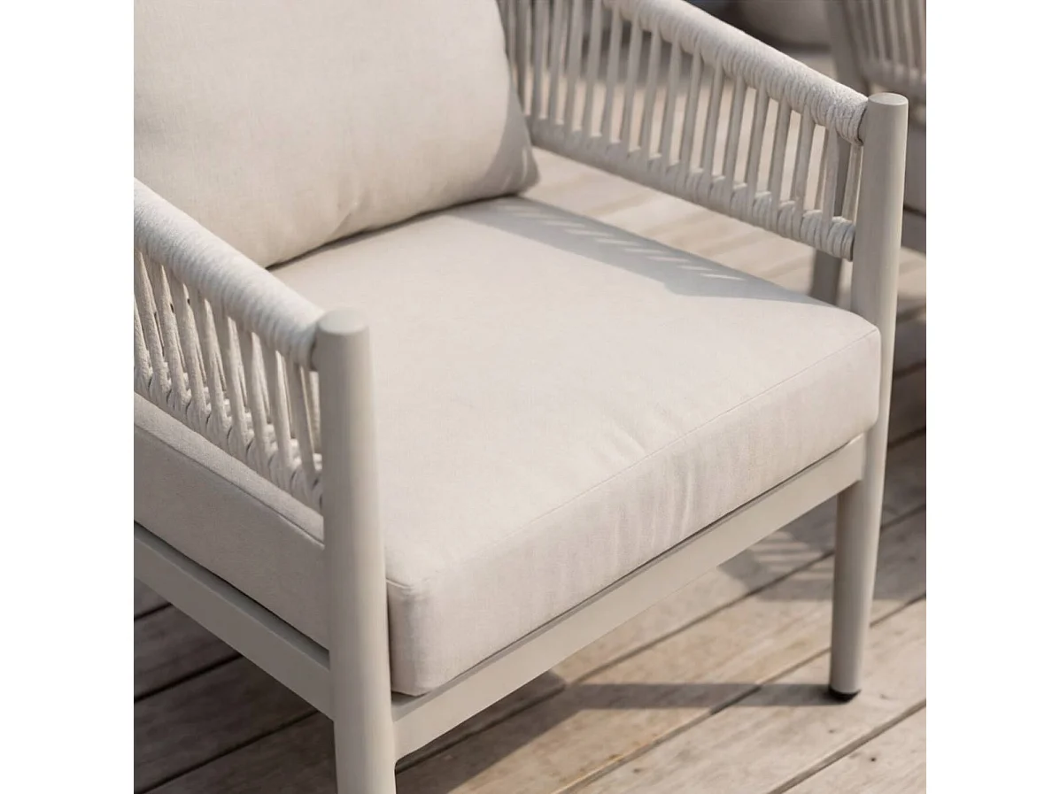 Salon de jardin à cordes 5 places gris taupe Sayen