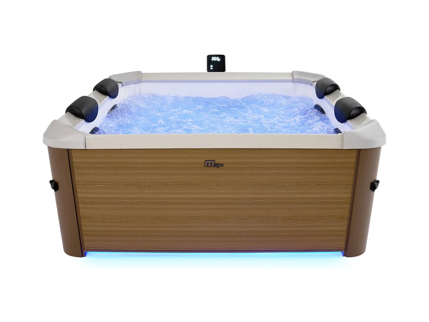 Spa rigide 6 places hydromassages. 4 coussins. OSLO AMBER. L 160 x P 160 x H 65 cm. beige
