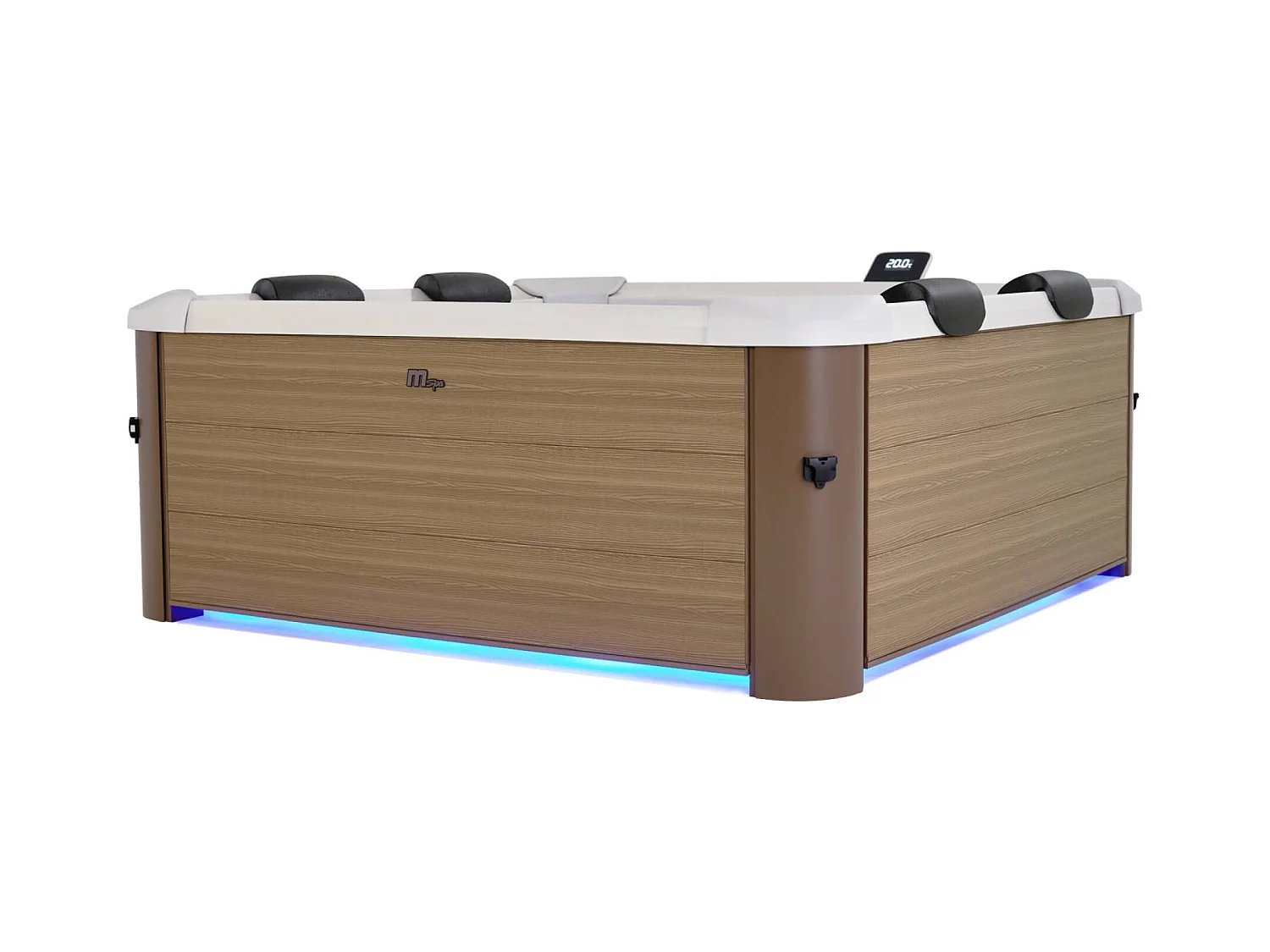 Spa rigide 6 places hydromassages. 4 coussins. OSLO AMBER. L 160 x P 160 x H 65 cm. beige