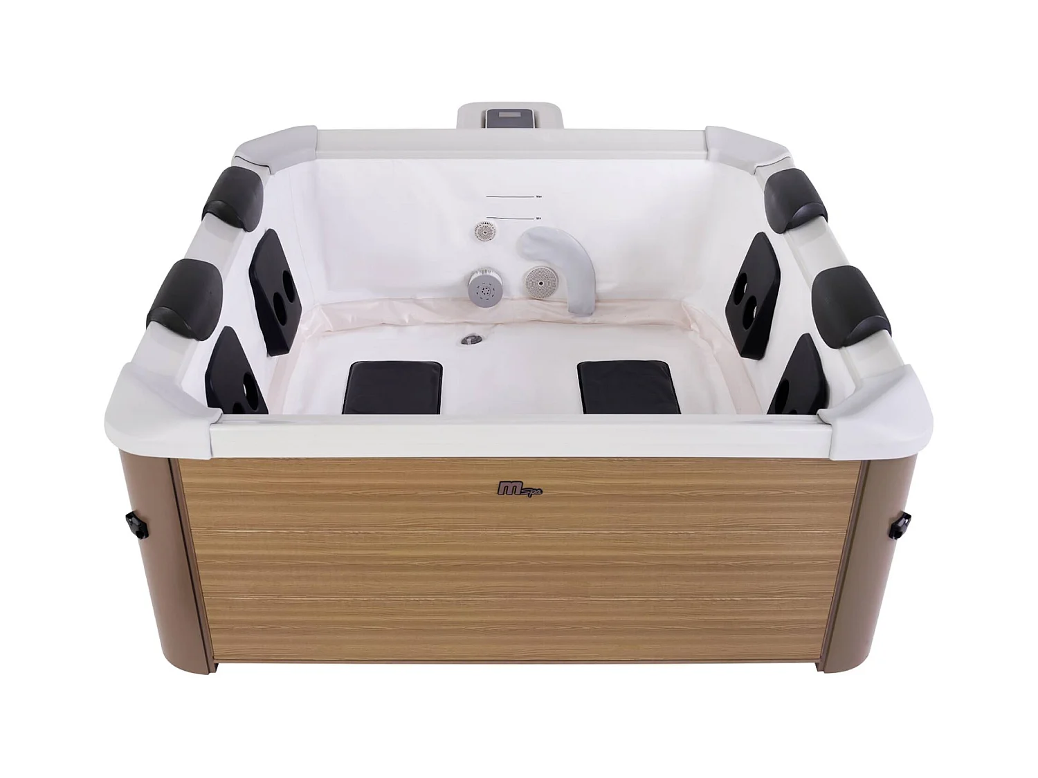 Spa rigide 6 places hydromassages. 4 coussins. OSLO AMBER. L 160 x P 160 x H 65 cm. beige