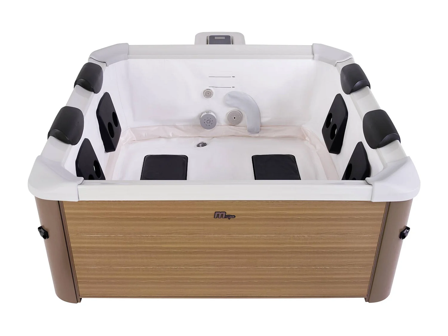 Spa rigide 6 places hydromassages. 4 coussins. OSLO AMBER. L 160 x P 160 x H 65 cm. beige