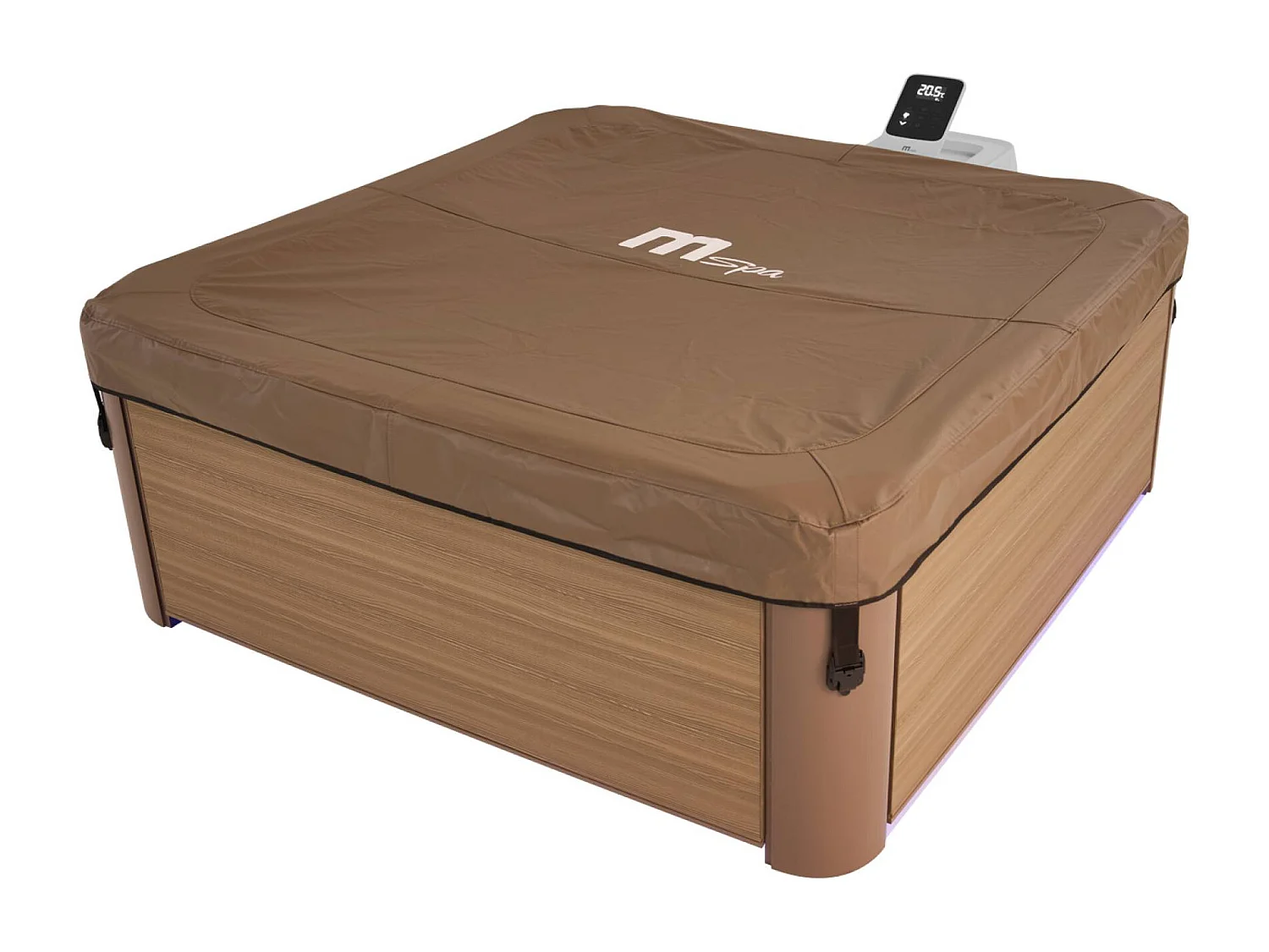 Spa rigide 6 places hydromassages. 4 coussins. OSLO AMBER. L 160 x P 160 x H 65 cm. beige