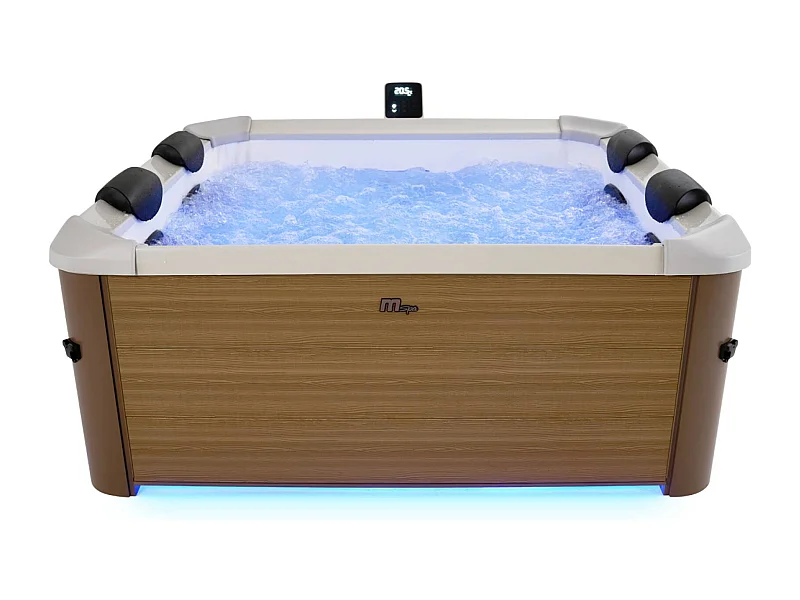 Spa rigide 6 places hydromassages. 4 coussins. OSLO AMBER. L 160 x P 160 x H 65 cm. beige
