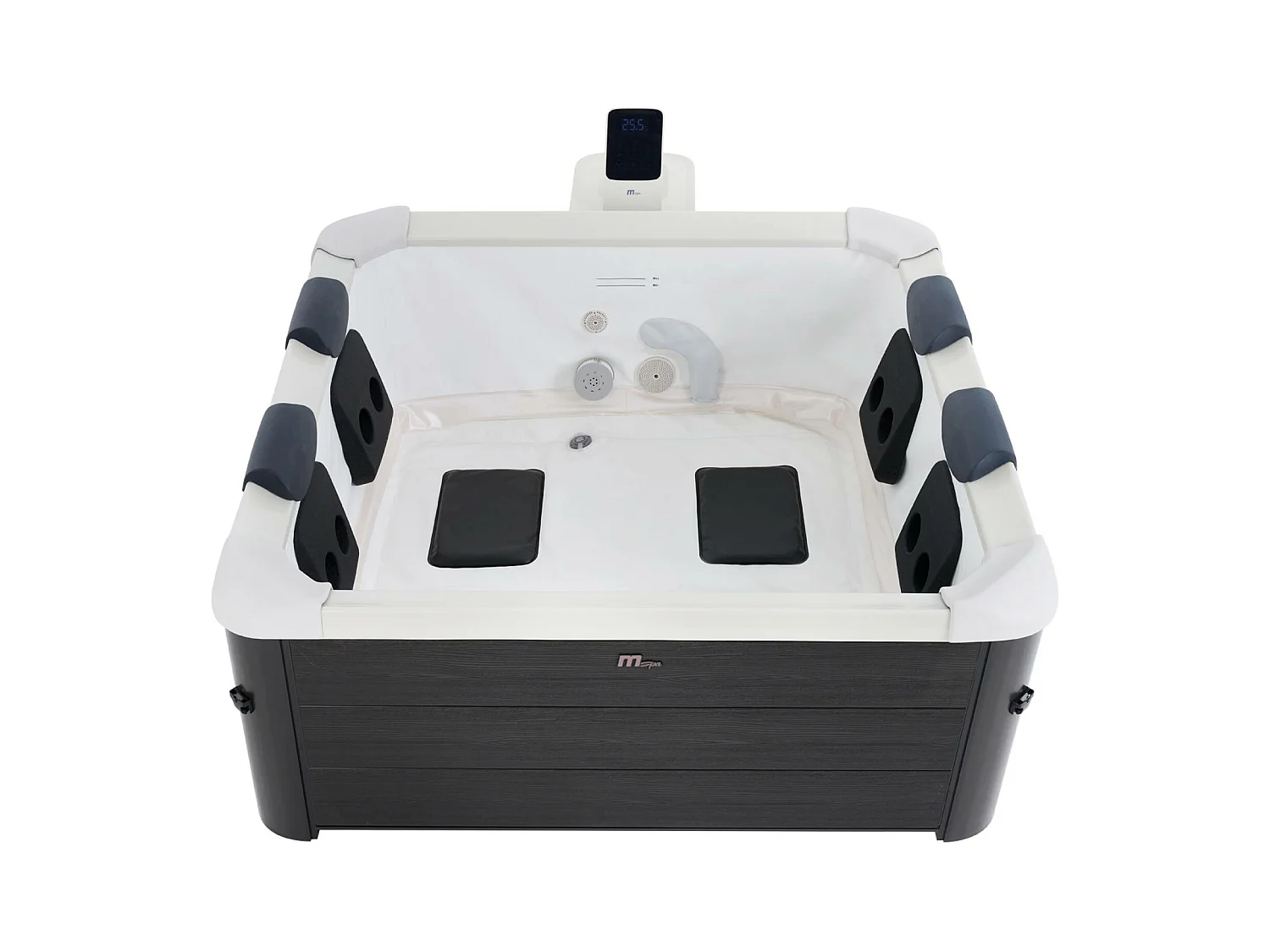 SPA rigide OSLO Plus MSPA 6 personnes gris. 4 coussins. bâche incluse. hydromassages système. 180 x 180 x 65 cm
