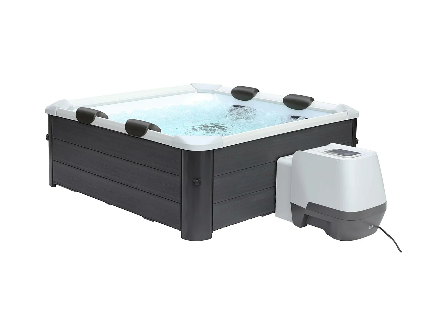 SPA rigide OSLO Plus MSPA 6 personnes gris. 4 coussins. bâche incluse. hydromassages système. 180 x 180 x 65 cm
