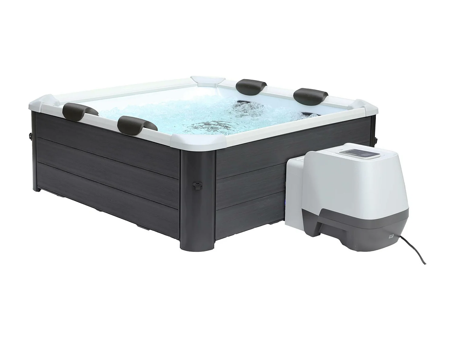 SPA rigide OSLO Plus MSPA 6 personnes gris. 4 coussins. bâche incluse. hydromassages système. 180 x 180 x 65 cm