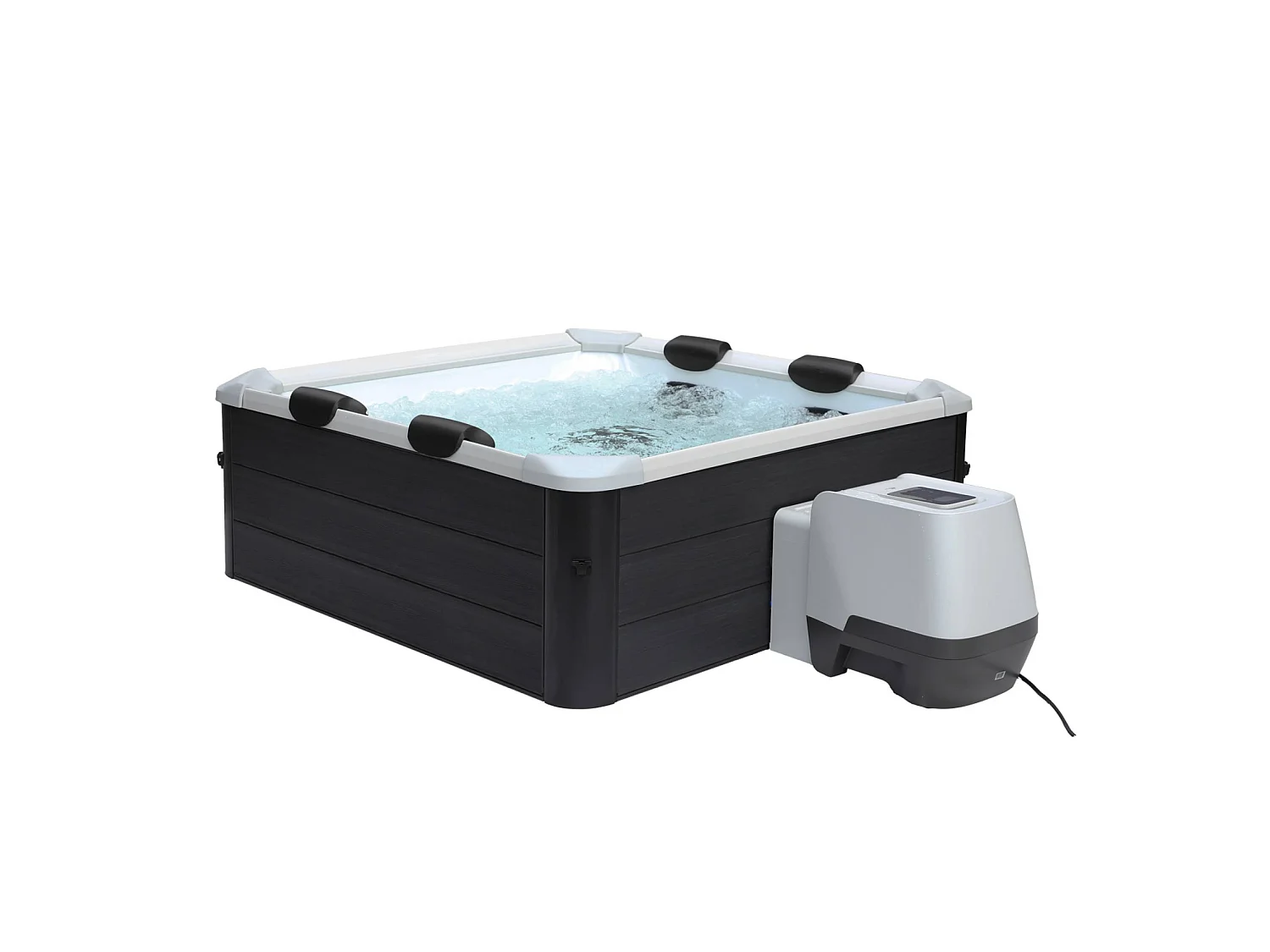 SPA rigide OSLO Plus MSPA 6 personnes gris. 4 coussins. bâche incluse. hydromassages système. 180 x 180 x 65 cm