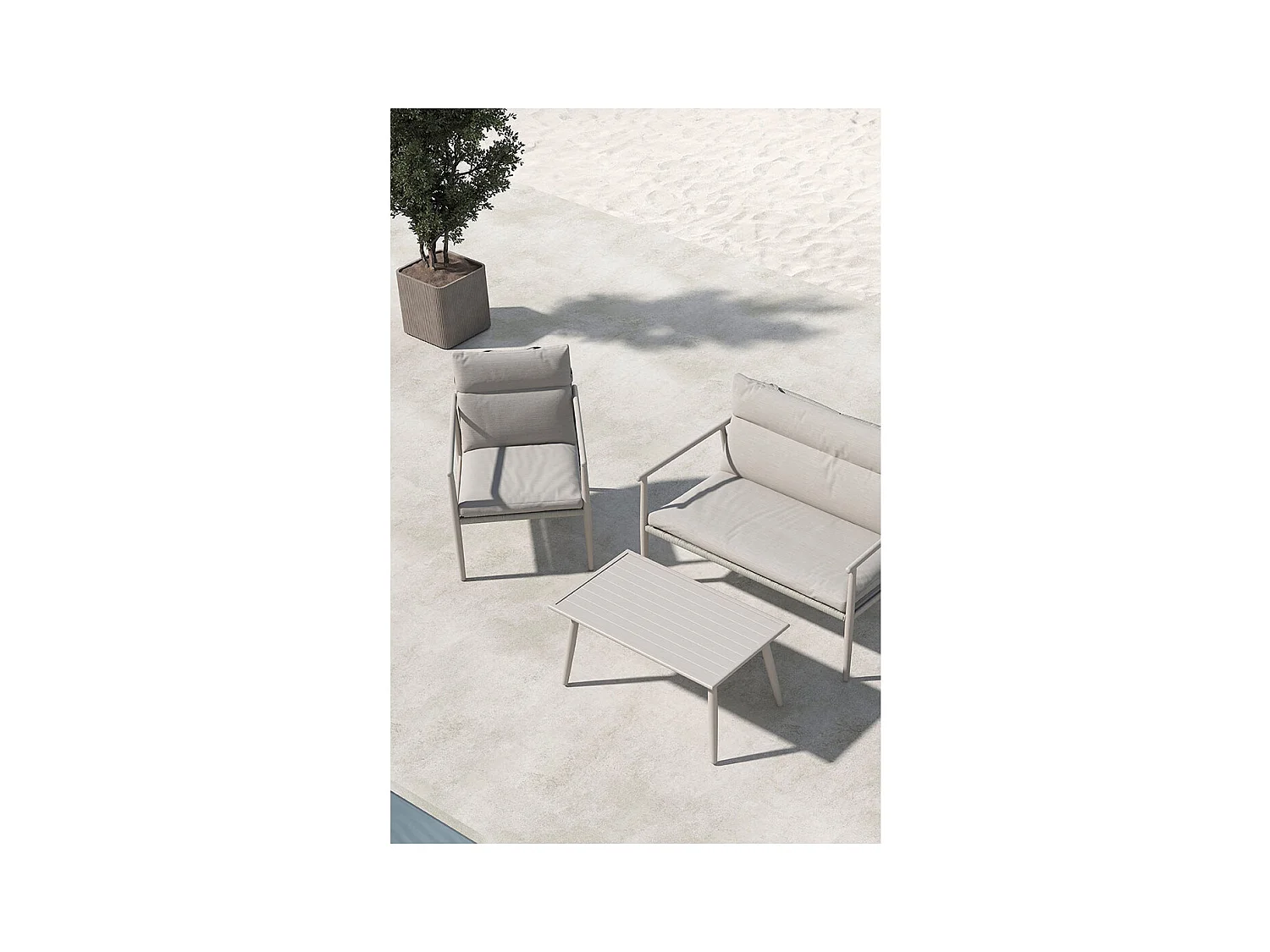 Salon de Jardin 4 Places "Mazzaro" 120cm Beige