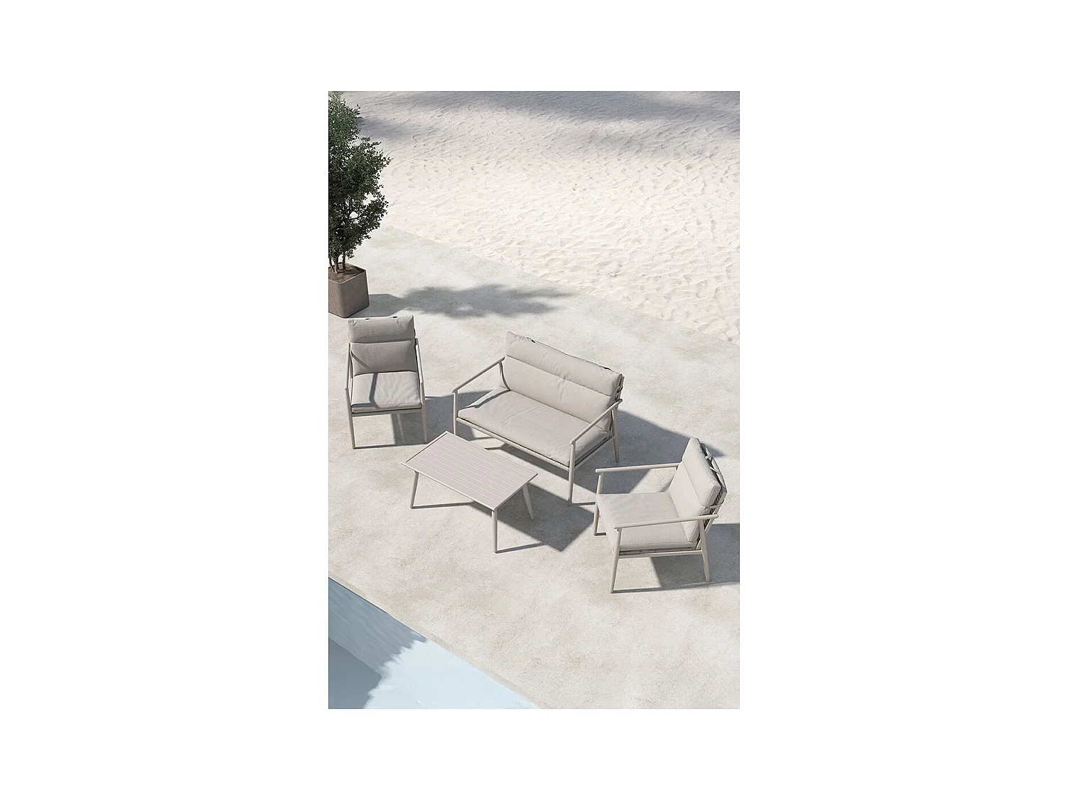 Salon de Jardin 4 Places "Mazzaro" 120cm Beige