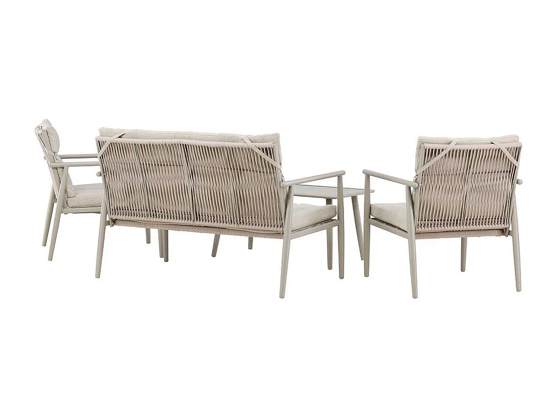 Mazzaro Loungeset 1 Sofa, 2 Stühle, 1 Couchtisch beige.