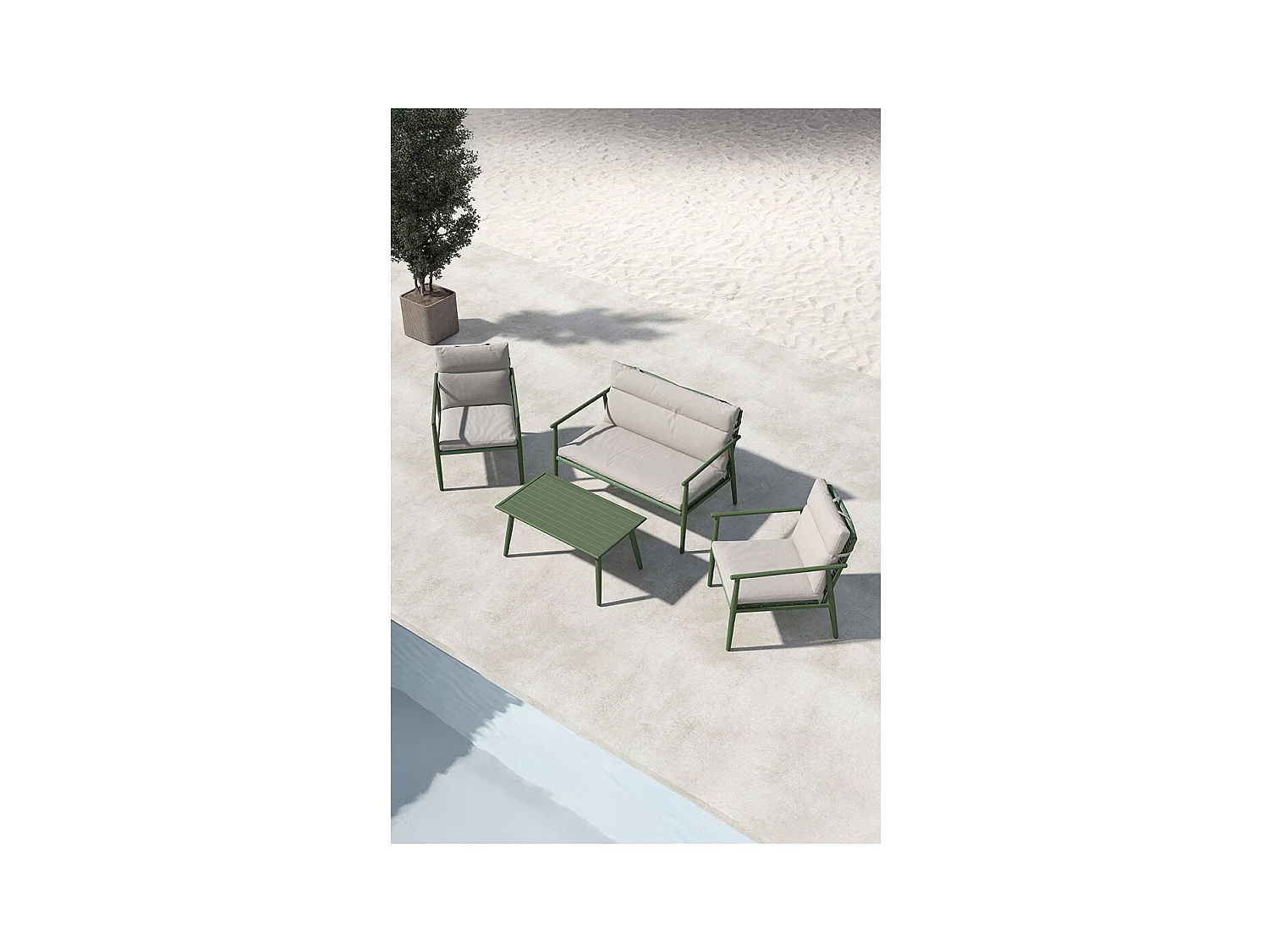 Salon de Jardin 4 Places "Mazzaro" 120cm Vert