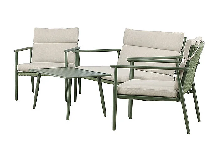 Mazzaro Loungeset 1 Sofa, 2 Stühle, 1 Couchtisch grün.
