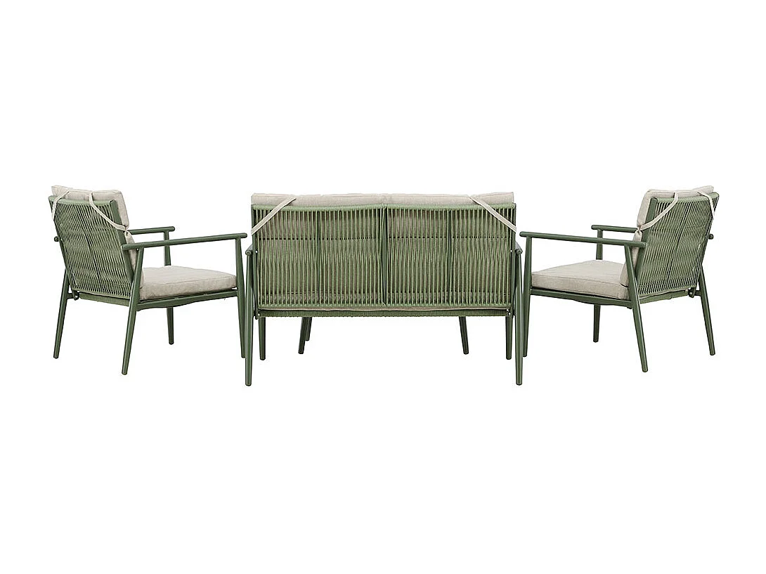 Mazzaro Loungeset 1 Sofa, 2 Stühle, 1 Couchtisch grün.
