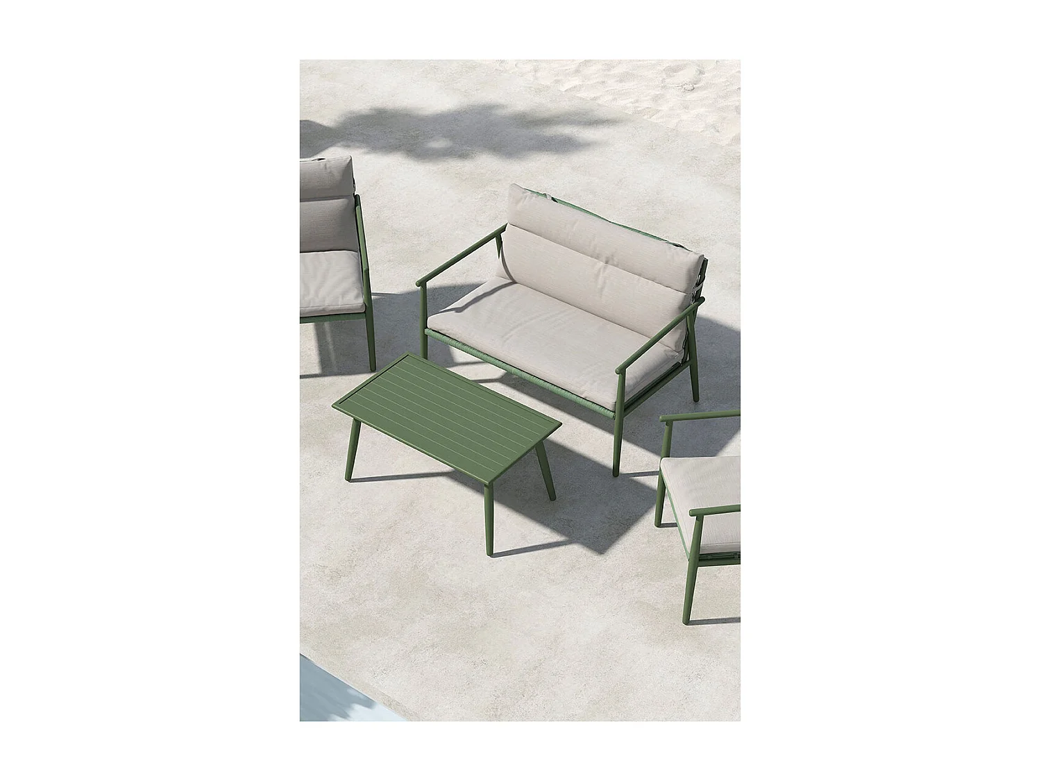 Mazzaro Loungeset 1 Sofa, 2 Stühle, 1 Couchtisch grün.