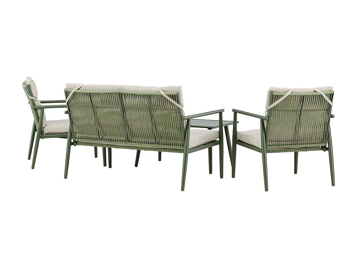 Mazzaro Loungeset 1 Sofa, 2 Stühle, 1 Couchtisch grün.
