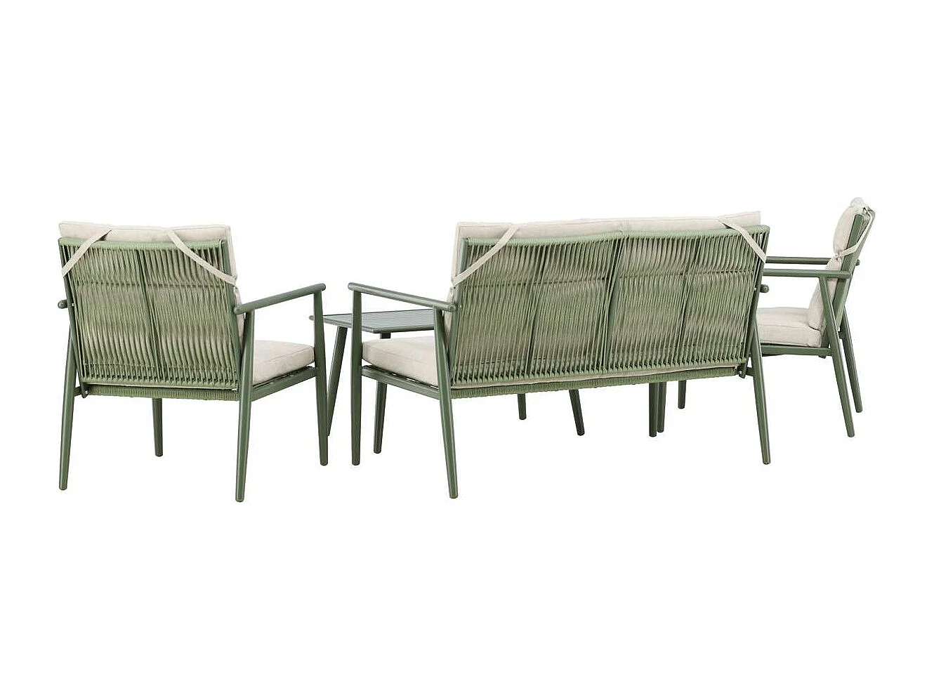 Mazzaro Loungeset 1 Sofa, 2 Stühle, 1 Couchtisch grün.