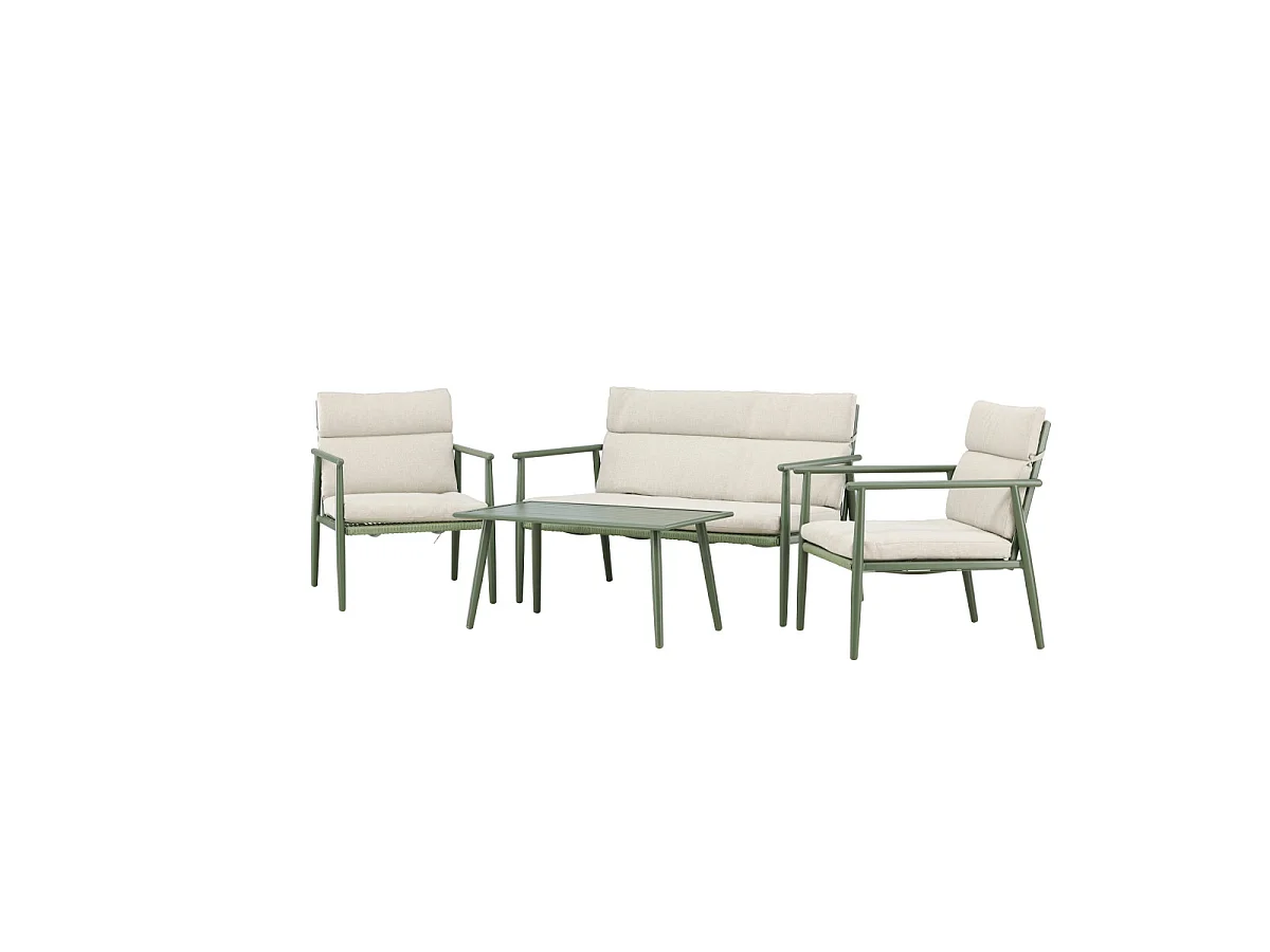 Mazzaro lounge set 1 bank, 2 stoelen, 1 salontafel groen.