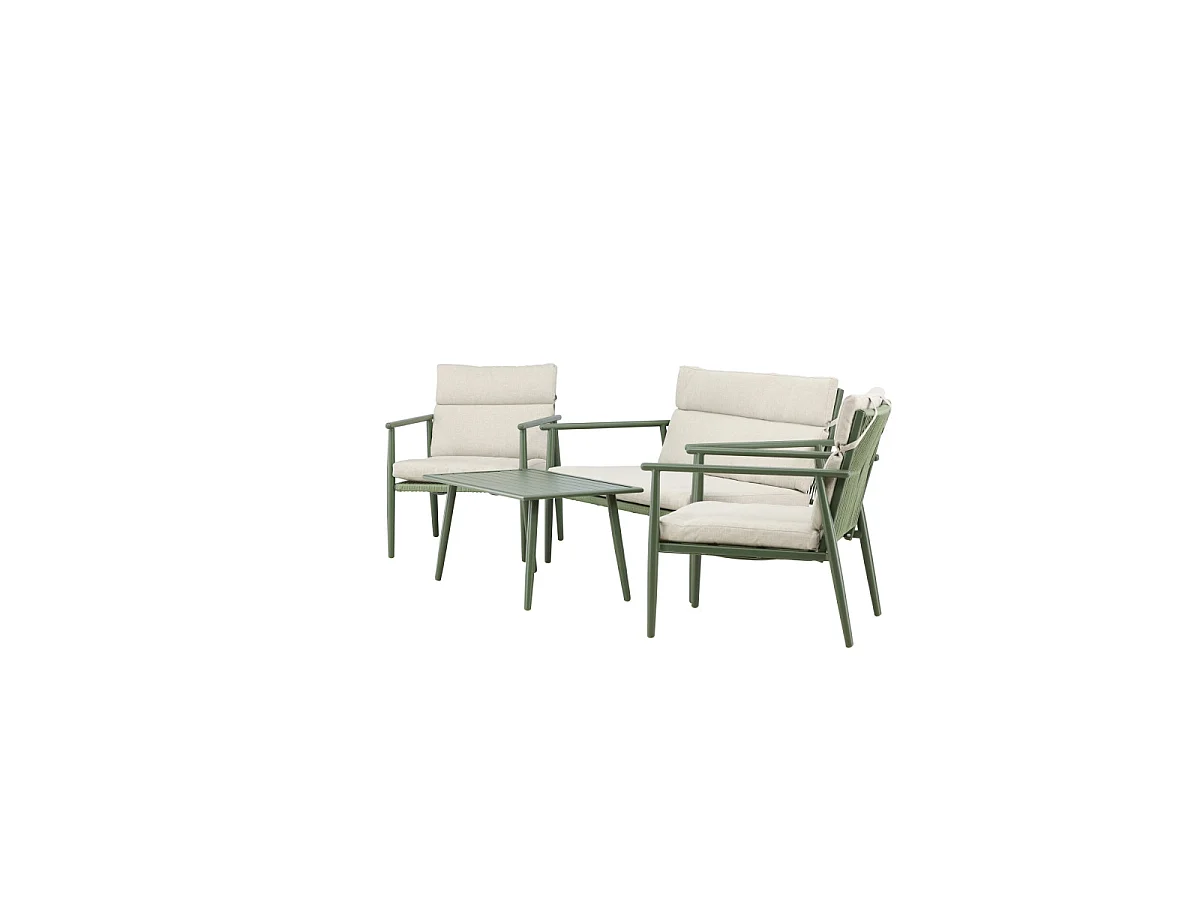 Mazzaro lounge set 1 bank, 2 stoelen, 1 salontafel groen.