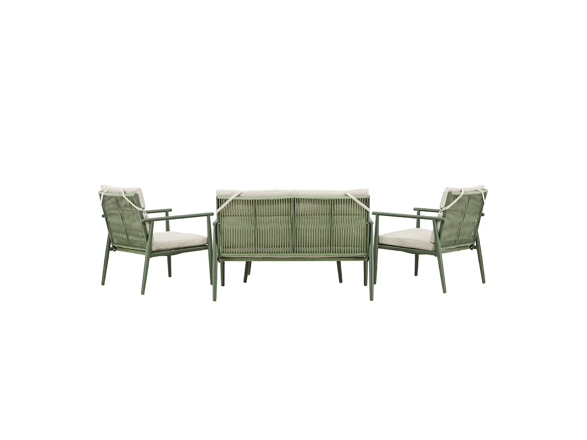 Mazzaro lounge set 1 bank, 2 stoelen, 1 salontafel groen.
