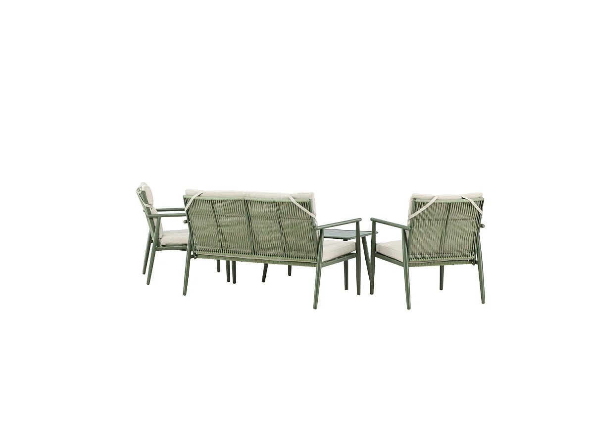 Mazzaro lounge set 1 bank, 2 stoelen, 1 salontafel groen.