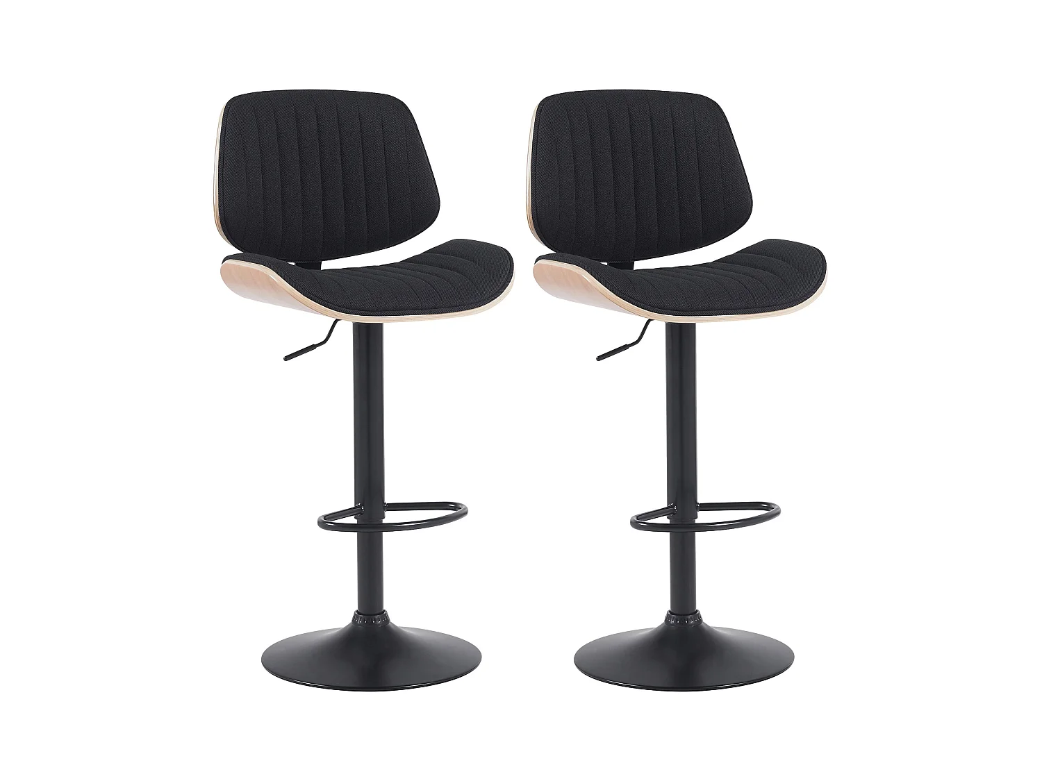 Lot de 2  Tabouret de bar - Tissu & Noir - Nature / Noir - Clawson