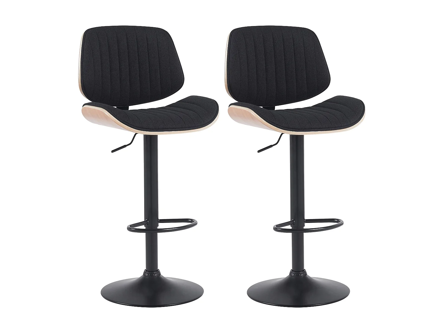 Lot de 2  Tabouret de bar - Tissu & Noir - Nature / Noir - Clawson