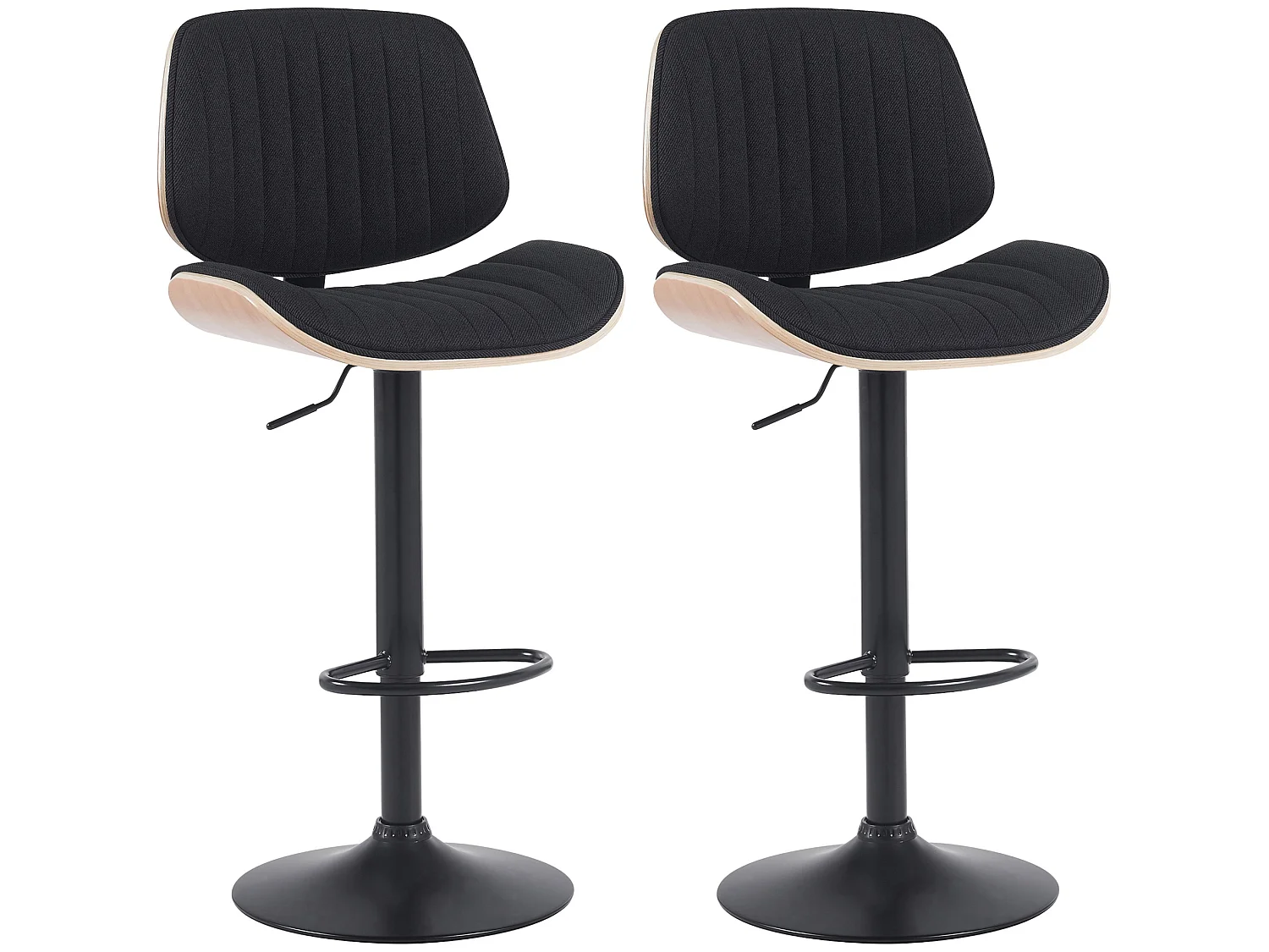 Lot de 2  Tabouret de bar - Tissu & Noir - Nature / Noir - Clawson