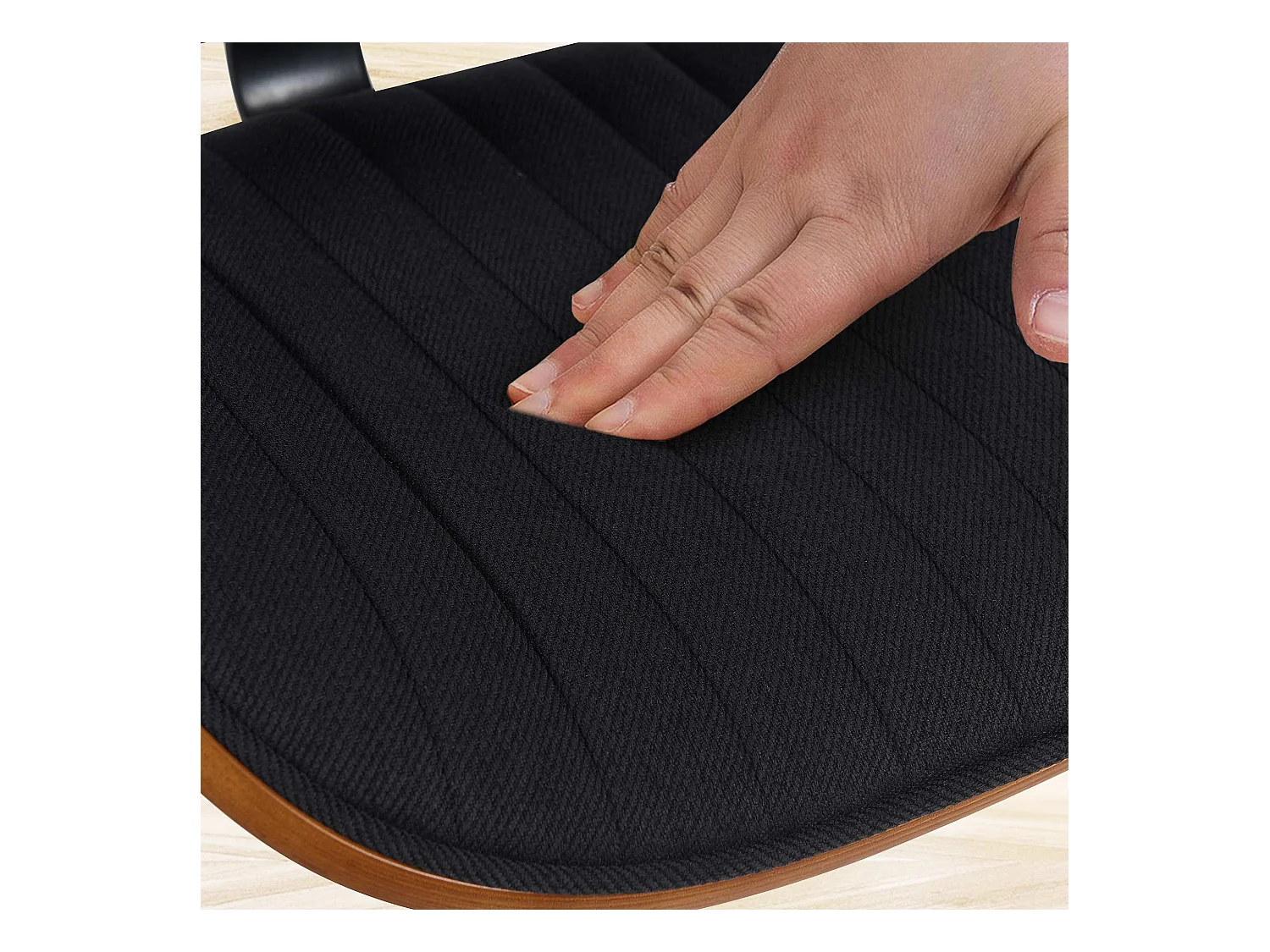 Lot de 2  Tabouret de bar - Tissu & Noir - Noyer / Noir - Clawson