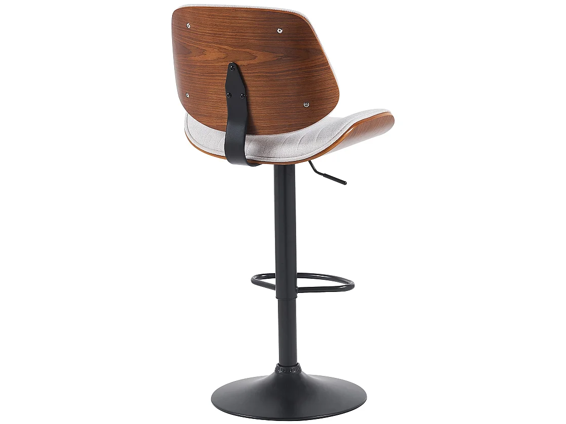 Lot de 2  Tabouret de bar - Tissu & Noir - Noyer / Crème - Clawson