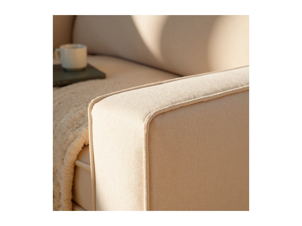 Montebello - Canapé droit 3 places en tissu et pieds en métal - Beige