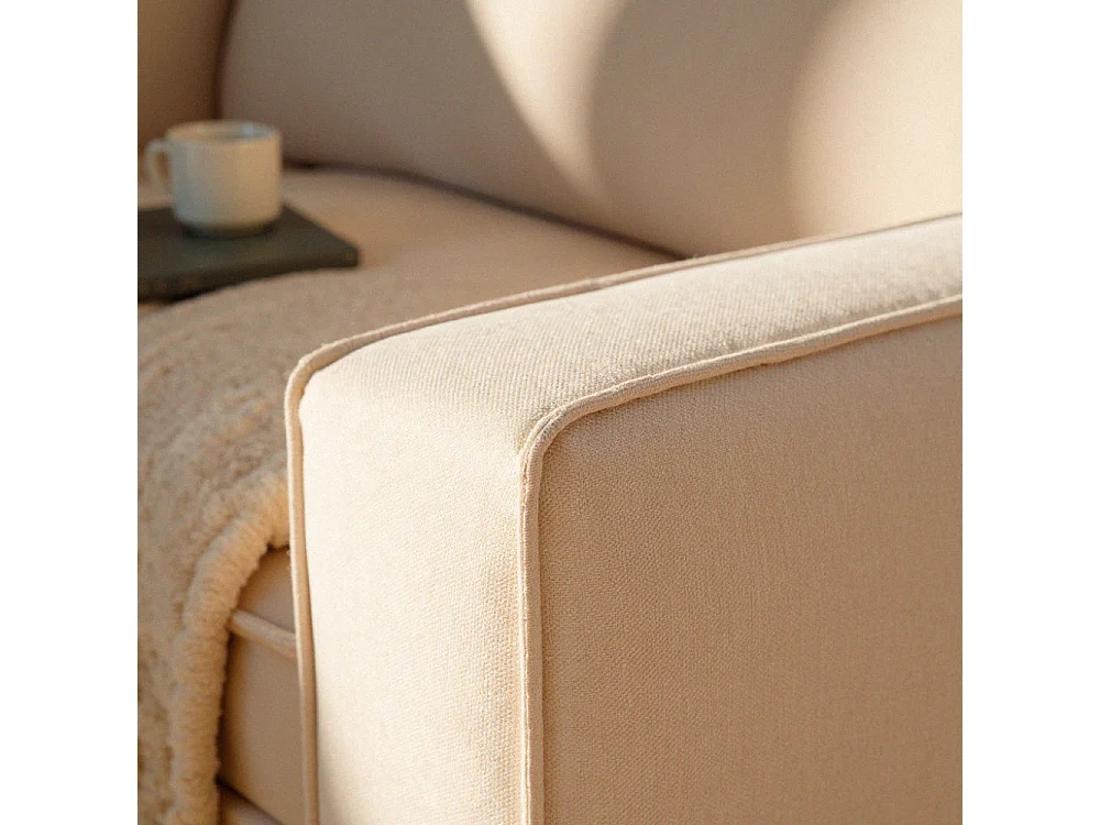 Montebello - Canapé droit 3 places en tissu et pieds en métal - Beige